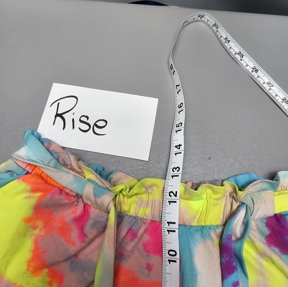 full circle trends high waist tie dye lounge shorts with pockets women's L